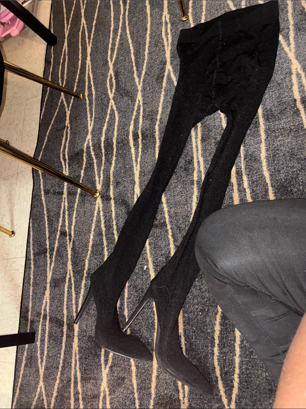 Black Stretch Over-the-Knee Hosiery Boots from Fashion Nova NEVER WORN BEFORE